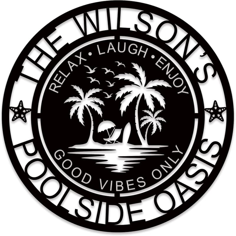 Personalized Poolside Paradise Sign for Backyard Decor