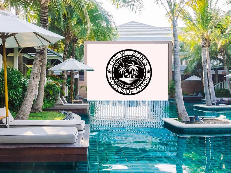 Personalized Poolside Paradise Sign for Backyard Decor