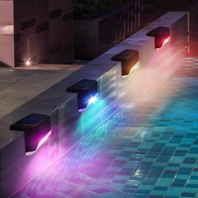 Color Changing Solar Poolside Lights 4-Pack - Waterproof LED Decor