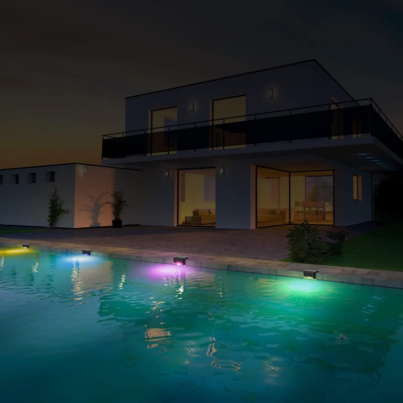 Color Changing Solar Poolside Lights 4-Pack - Waterproof LED Decor