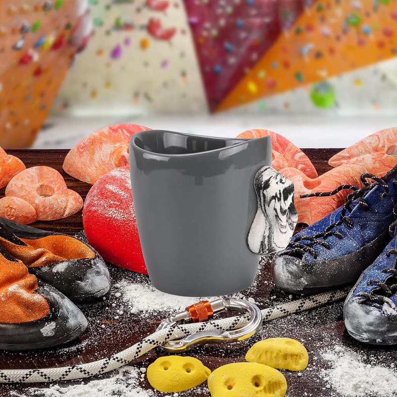 Rock Climbing Mug with Training Handles - 16 oz Ceramic Cup