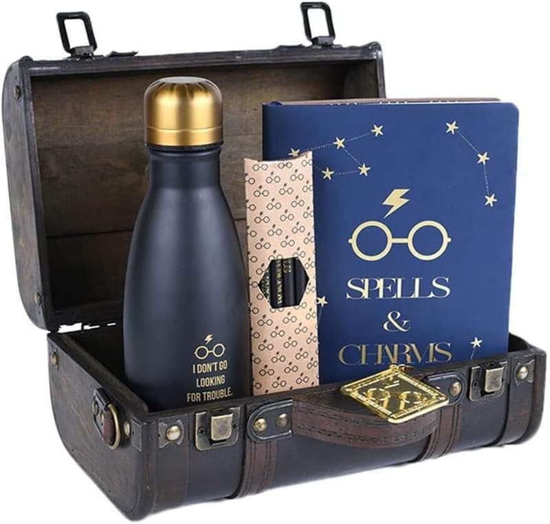 Harry Potter Insulated Metal Bottle Gift Set in Wooden Trunk