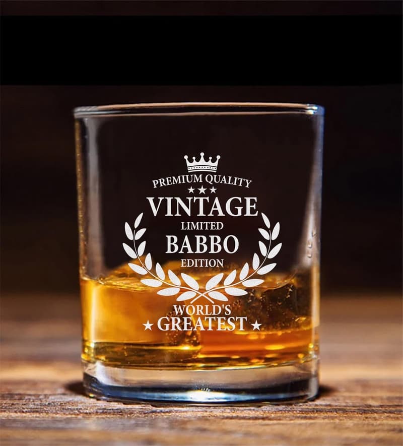 Father's Day Engraved Vintage Whisky Glass for Babbo