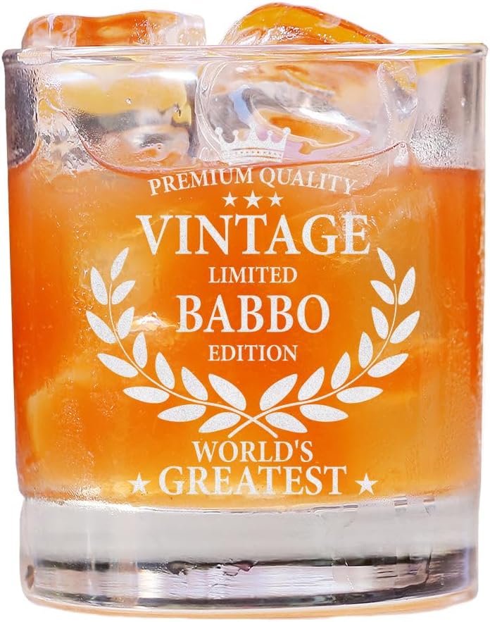 Father's Day Engraved Vintage Whisky Glass for Babbo