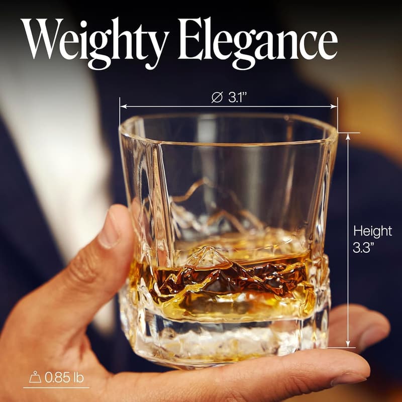Mountains Themed Whiskey Glass Set - 8 oz, Set of 6