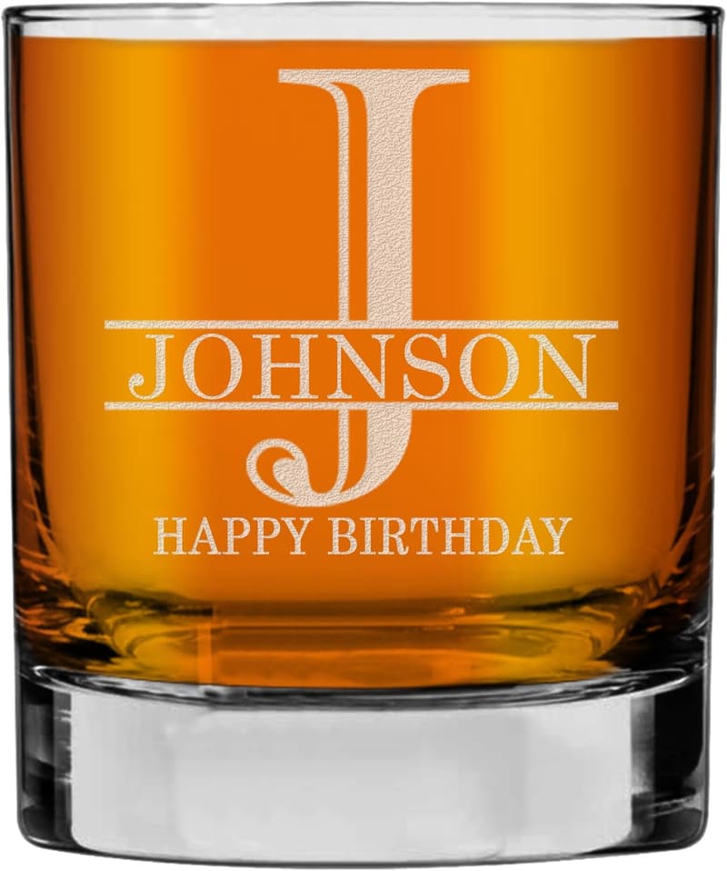 Personalized Engraved 11oz Whiskey Glass for Dad's Birthday