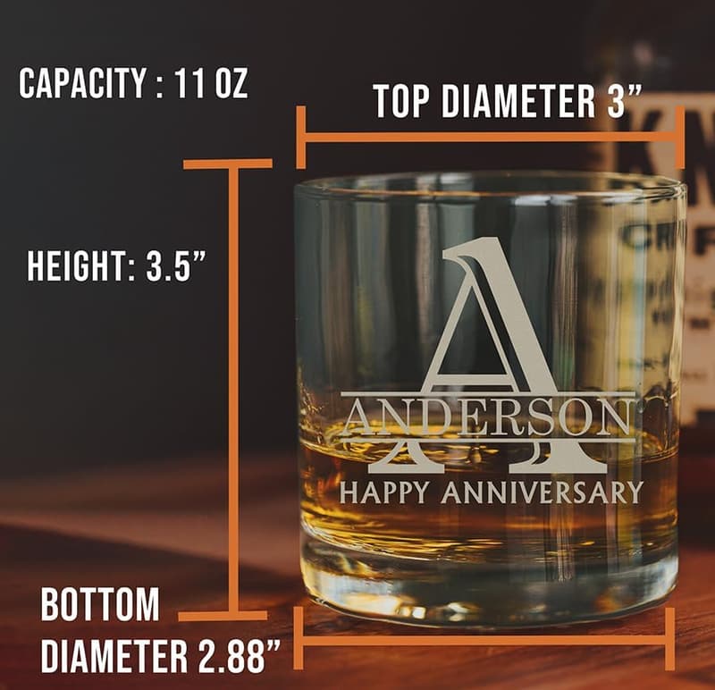 Personalized Engraved 11oz Whiskey Glass for Dad's Birthday