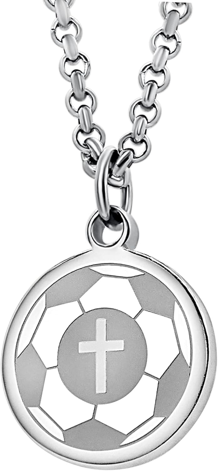 Inspiring Bible Quote Necklace for Athletes - Customizable Silver Cross