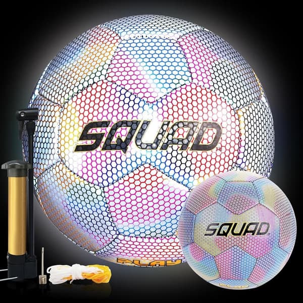 Holographic Reflective Soccer Ball Size 5 - Night Training & Games