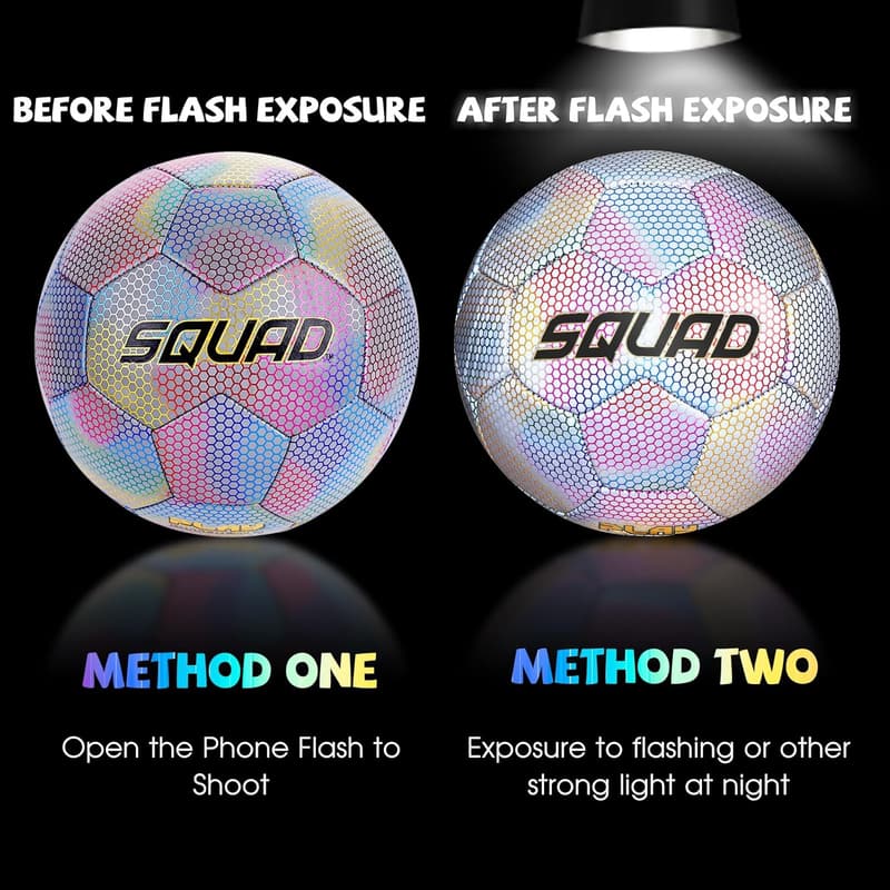 Holographic Reflective Soccer Ball Size 5 - Night Training & Games
