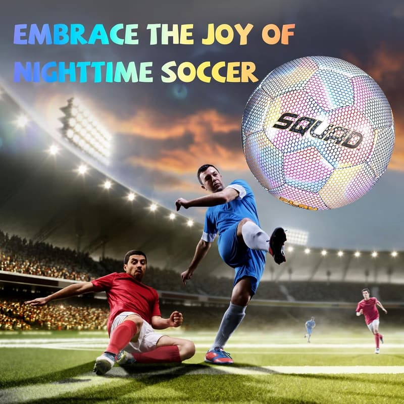 Holographic Reflective Soccer Ball Size 5 - Night Training & Games