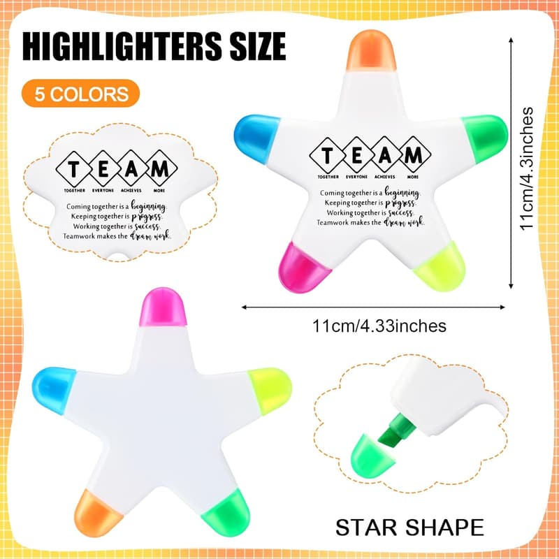 Employee Appreciation Star Highlighters – 10 Pcs Set in 5 Colors