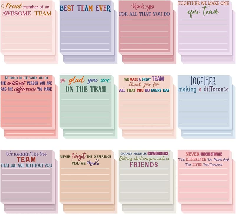 Employee Appreciation Sticky Notes - 24 Inspirational Gifts