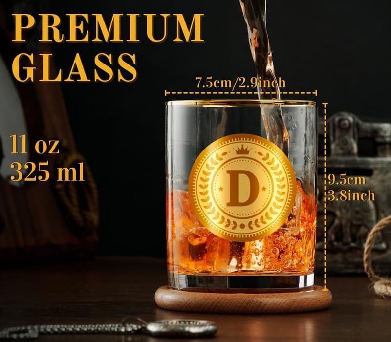 Custom Whiskey Glass & Coaster Set for Men - Unique Gifts