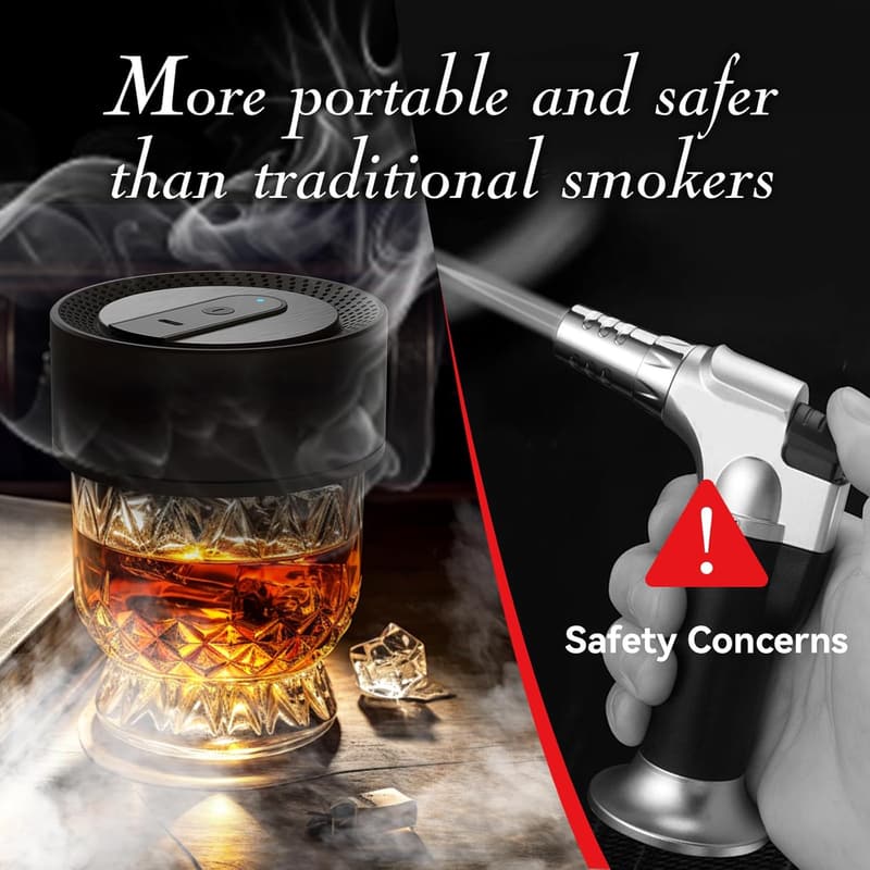 Rechargeable Electric Whiskey Smoker Kit with Wood Chips