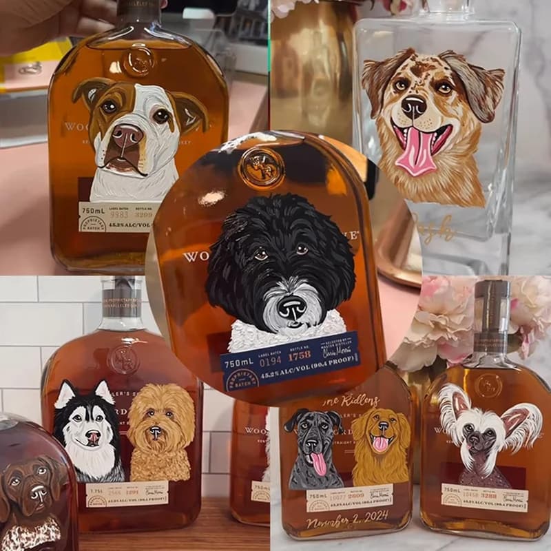 Personalized Dog Portrait Whiskey Bottle for Men