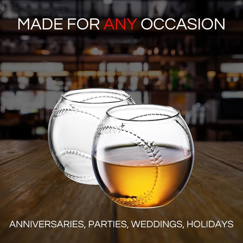 Baseball Whiskey Glass Set - Perfect Gift for Dads & Coaches