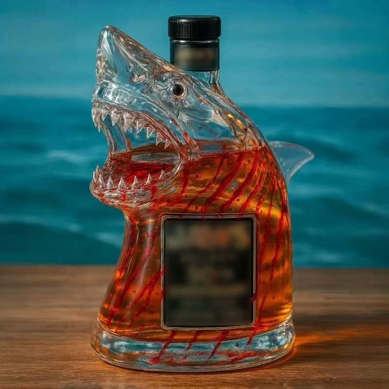 Jaws 50th Anniversary Engraved Shark Whiskey Bottle
