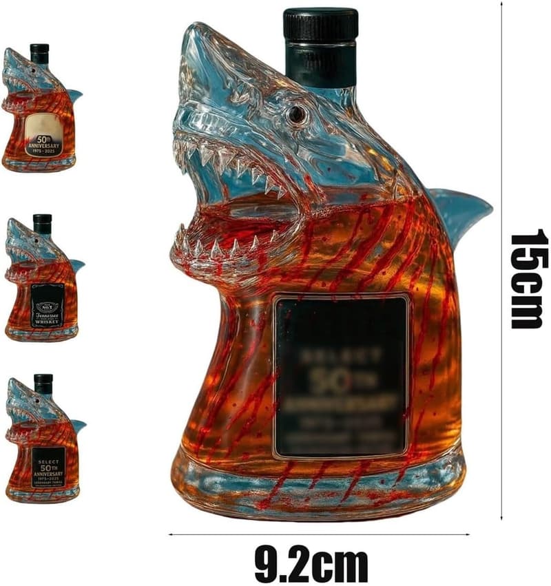 Jaws 50th Anniversary Engraved Shark Whiskey Bottle