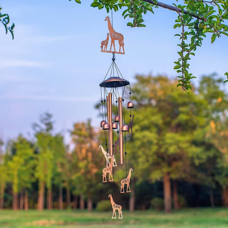 Giraffe Wind Chimes - Metal Outdoor Decor Gift for All Occasions