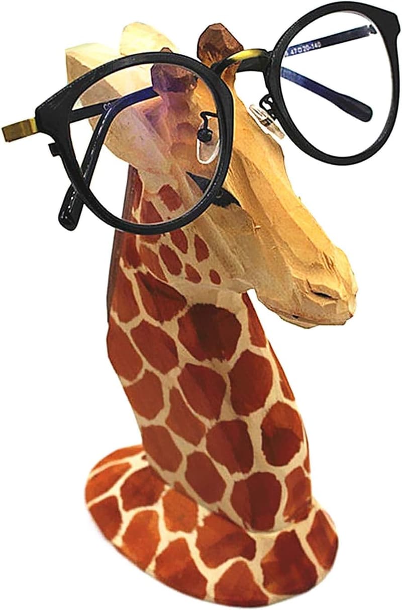 Handmade Wooden Giraffe Eyeglass Holder for Home Decor