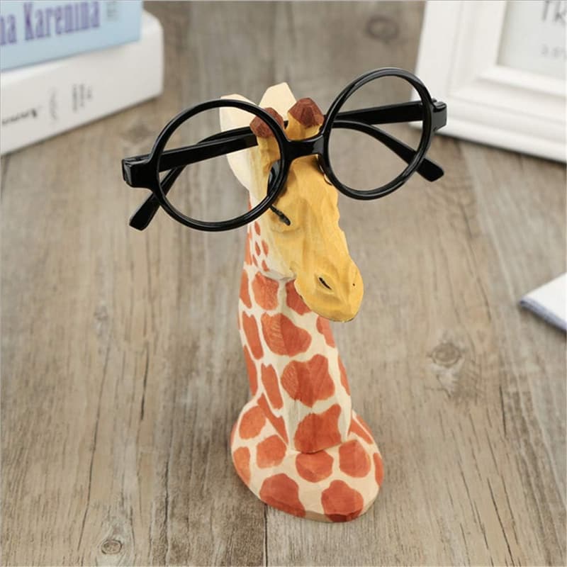 Handmade Wooden Giraffe Eyeglass Holder for Home Decor
