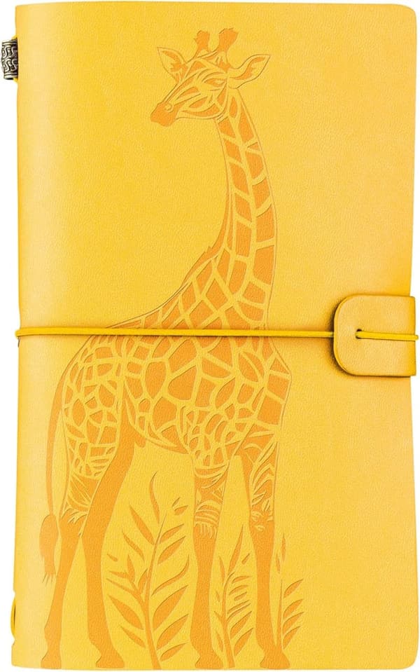 Giraffe Lover's Leather Embossed Journal - Refillable Notebook
