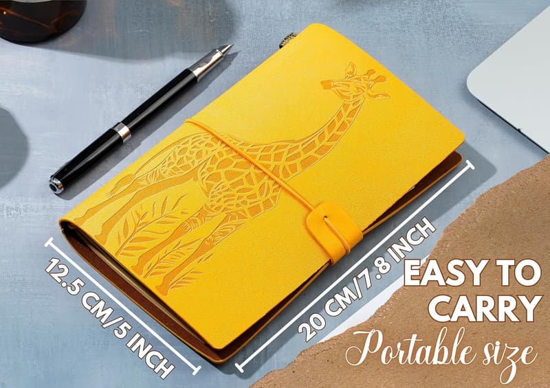 Giraffe Lover's Leather Embossed Journal - Refillable Notebook