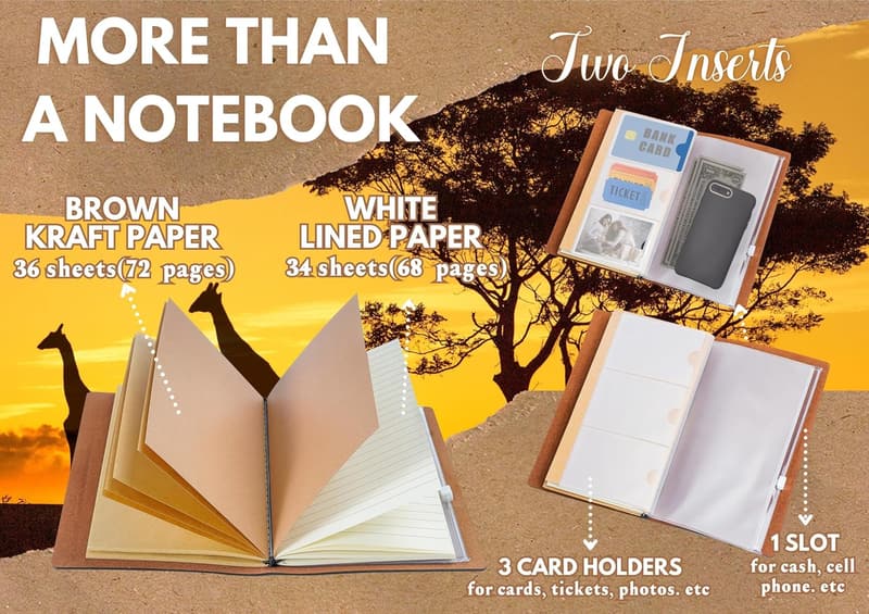 Giraffe Lover's Leather Embossed Journal - Refillable Notebook