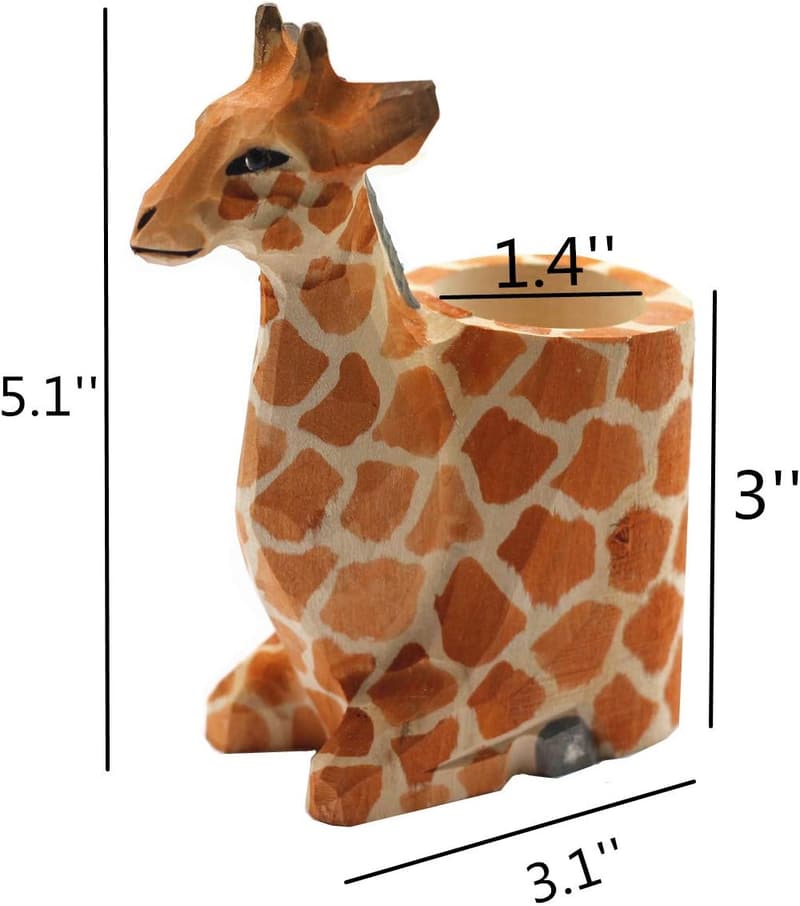 Creative Wooden Giraffe Desk Organizer for Office Supplies