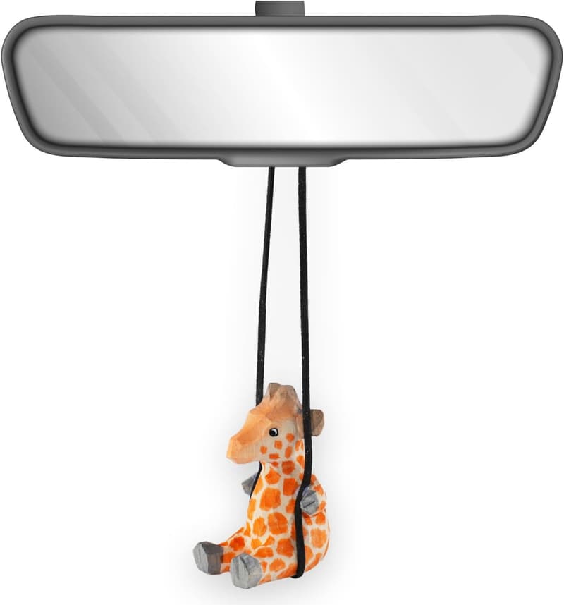 Handmade Wooden Giraffe Car Hanging Ornament Decor