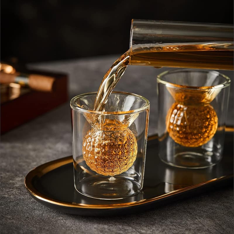 Golf Decanter Set with 4 Shot Glasses - Unique Gift for Golf Lovers