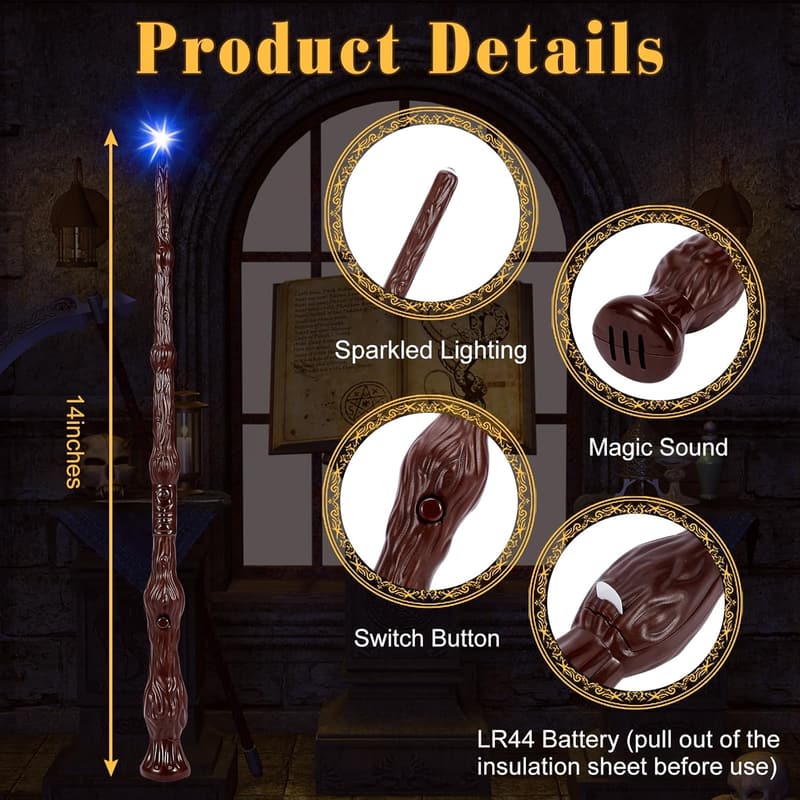 Light Up Magic Wand Set for Kids' Party Cosplay (2 Pack)