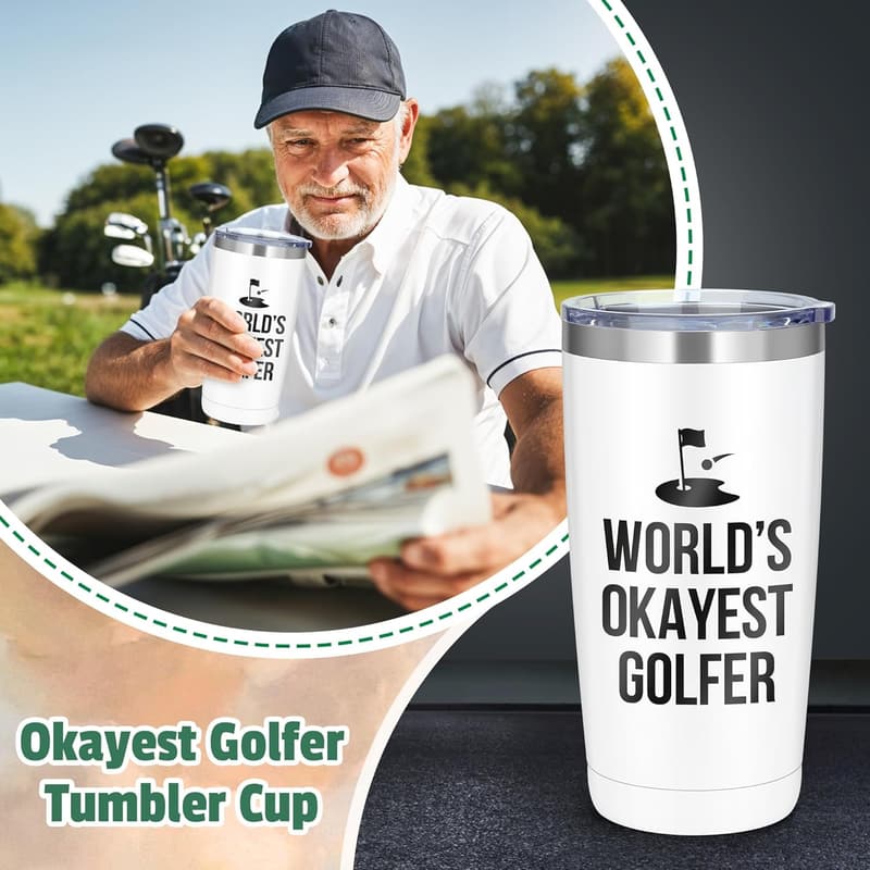 Funny Golf Accessories Gift Set for Men – 20oz Tumbler & More