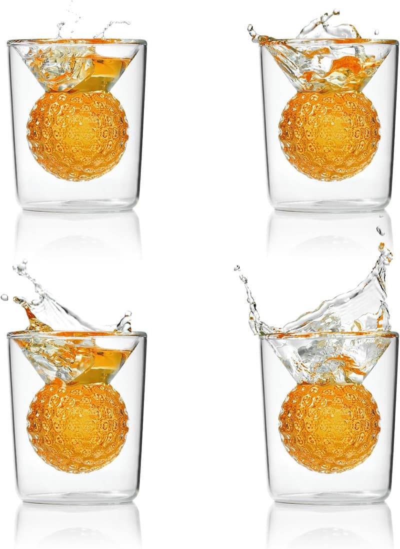 Funny Handmade Golf Ball Shot Glasses Set - Unique Gifts for Golfers