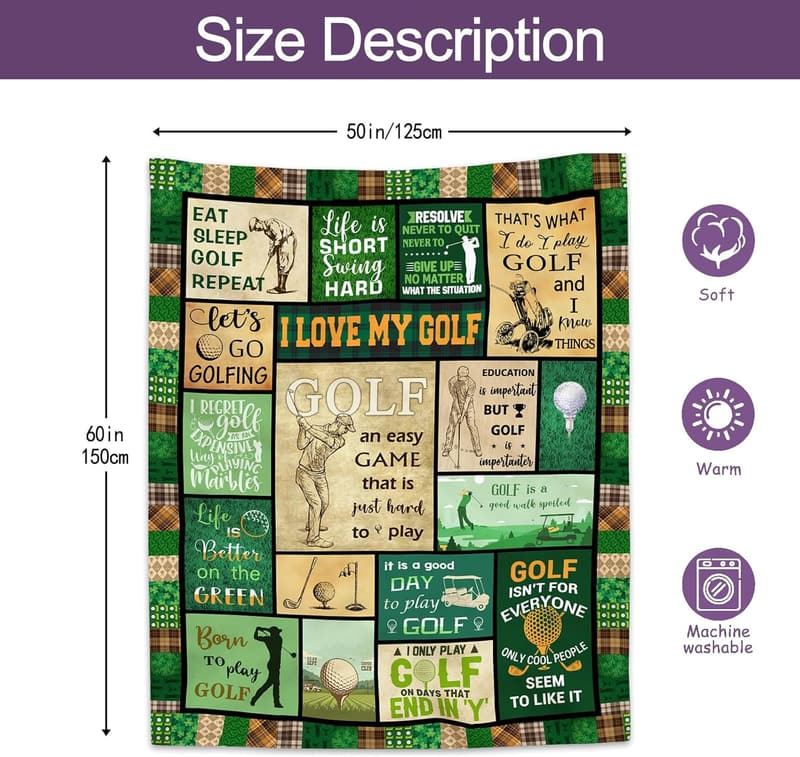 Funny Golf Blanket Gift for Golf Lovers - 60” x 50”