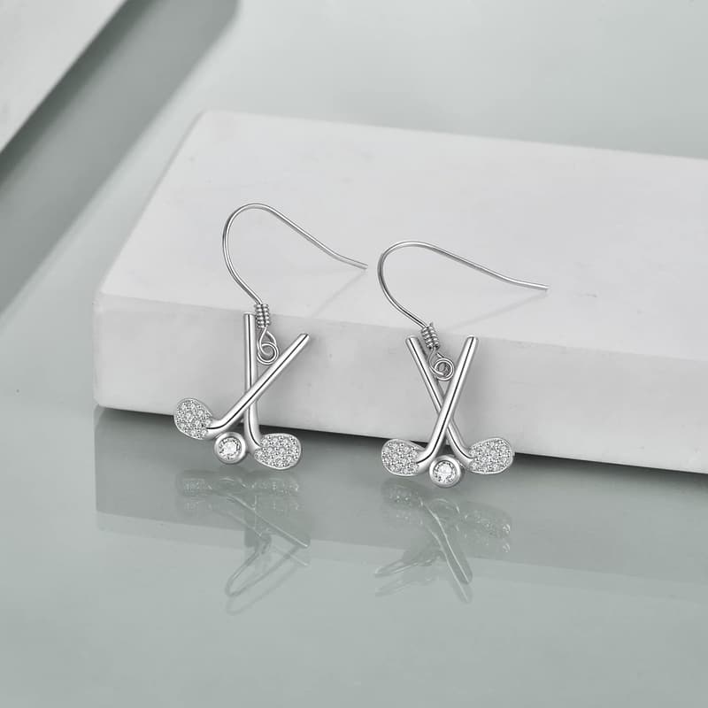 Sports-Themed Sterling Silver Dangle Earrings for Women