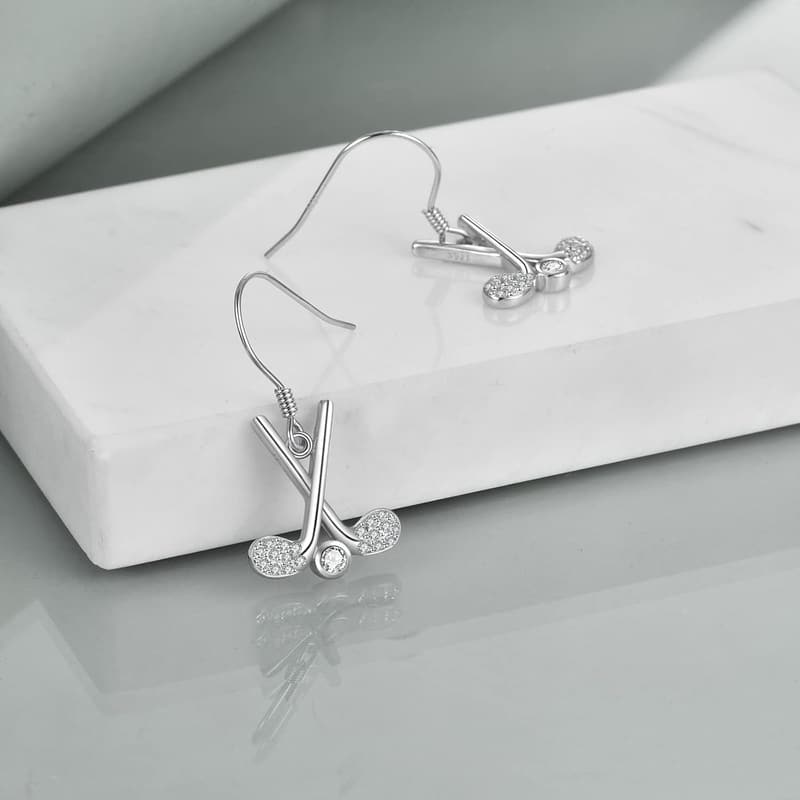 Sports-Themed Sterling Silver Dangle Earrings for Women
