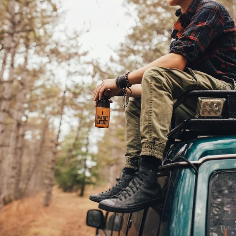 Dad's Birthday - Unique Leather Can Cooler, 12 oz