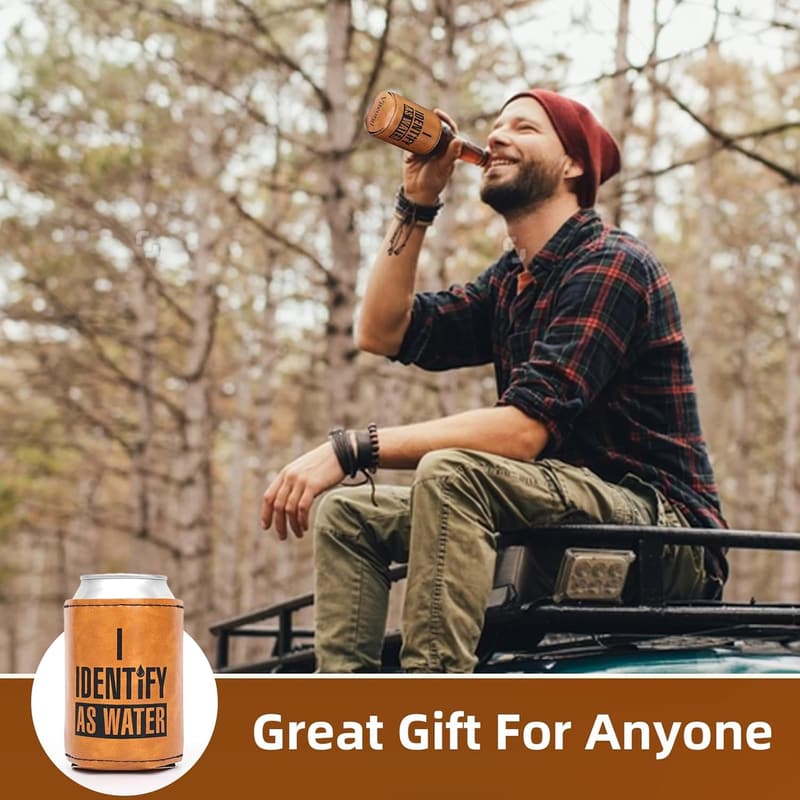 Dad's Birthday - Unique Leather Can Cooler, 12 oz