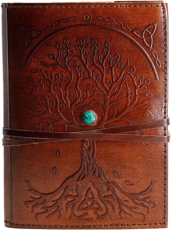 Handmade Brown Leather Journal - Refillable Tree of Life Notebook