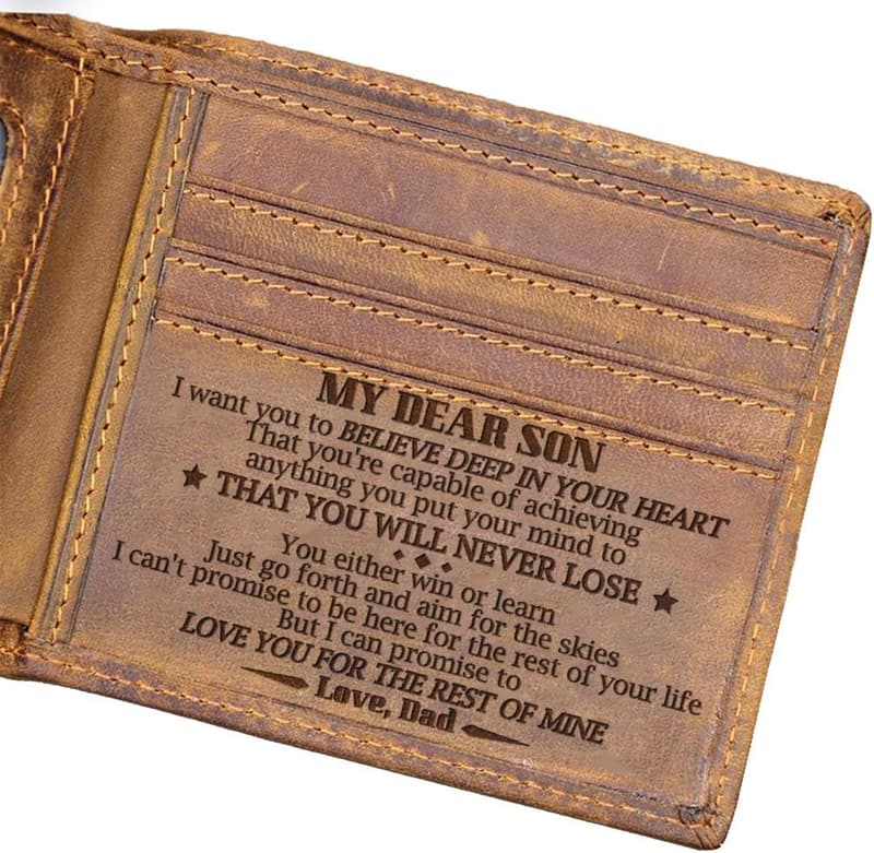 Father & Son Leather RFID Bifold Wallet - Unique Gift