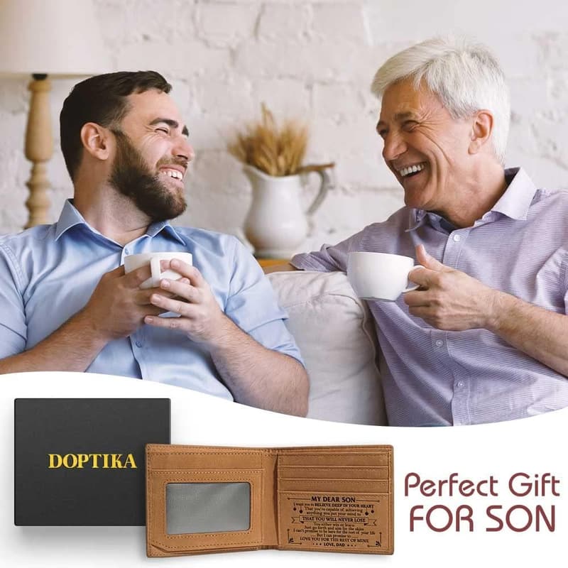 Father & Son Leather RFID Bifold Wallet - Unique Gift