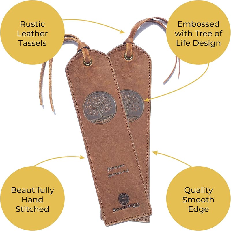 Tree of Life Handmade Leather Bookmarks - Set of 2