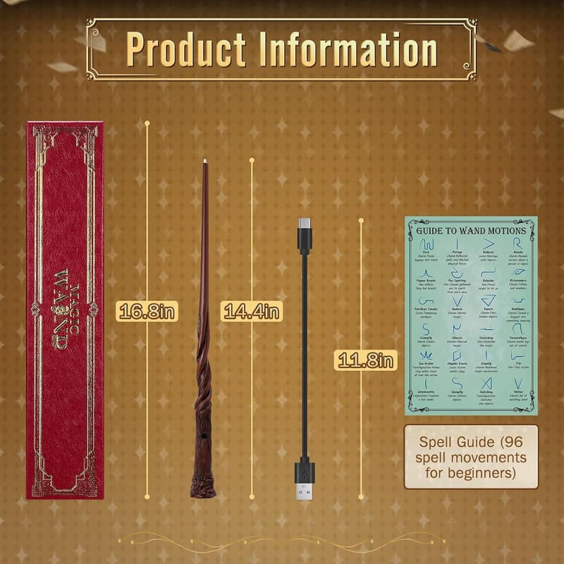 Light Up Wizard Wand for Kids - Rechargeable Gradient Magic