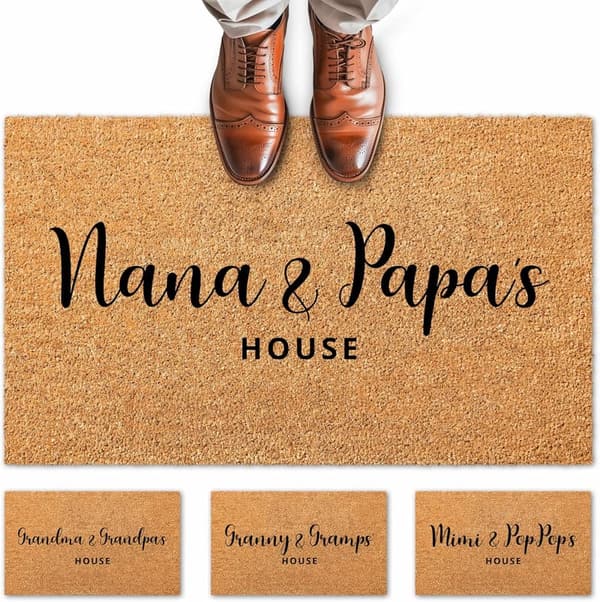 Personalized Christmas Doormat for Grandparents - Anti-Slip Coir