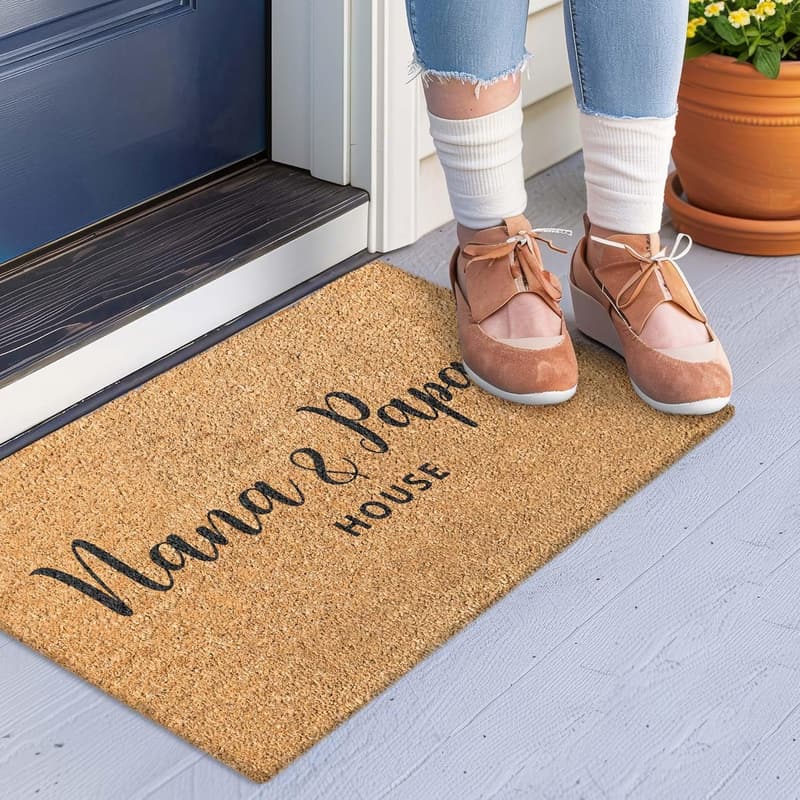 Personalized Christmas Doormat for Grandparents - Anti-Slip Coir
