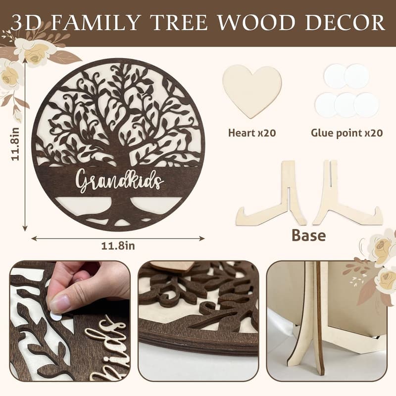Personalized 3D Family Tree Gift for Grandma's Birthday