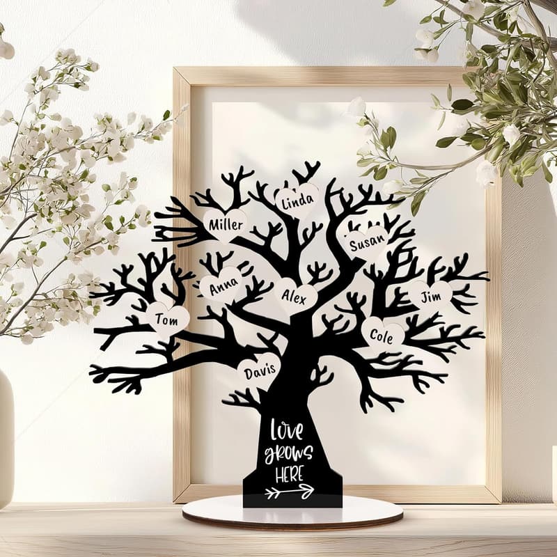 Personalized Wooden Family Tree Gift for Grandma and Grandpa