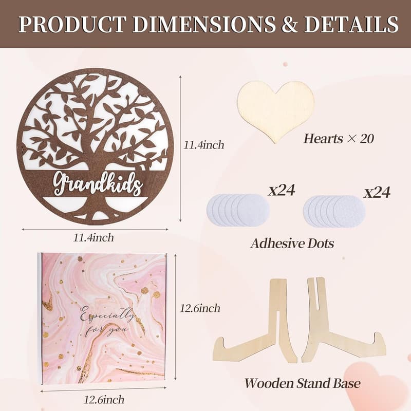 Personalized 3D Wooden Family Tree for Grandpa